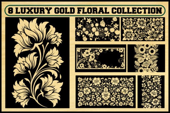 8 Luxury Gold Floral SVG Bundle: Elevating Design with Timeless Elegance