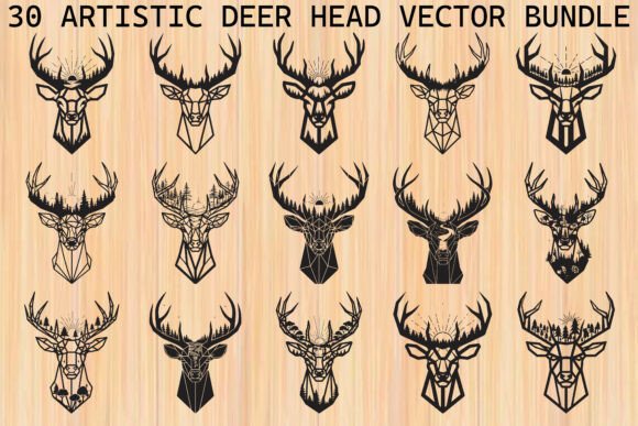 Artistic Geometric Deer Head Bundle: Elevating Craft and Design with Nature-Inspired Art