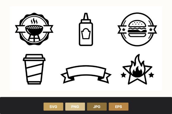 Barbecue Grill Burger Coffee Sauce Icons