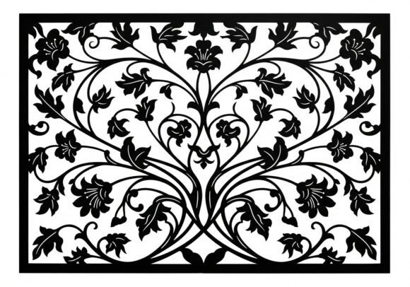 Black Floral Pattern Swirling Flowers