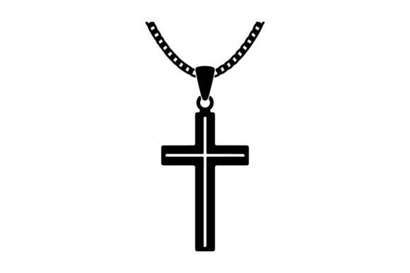 Black Metal Cross Necklace Pendant on Ch