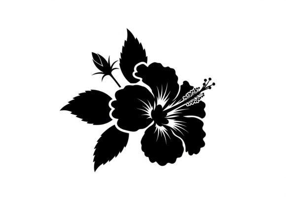 Black Silhouette Hibiscus Flower Leaves: A Versatile Design Asset