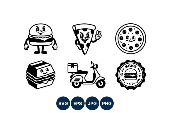 Black White Cartoon Food Characters: A Design Evaluation