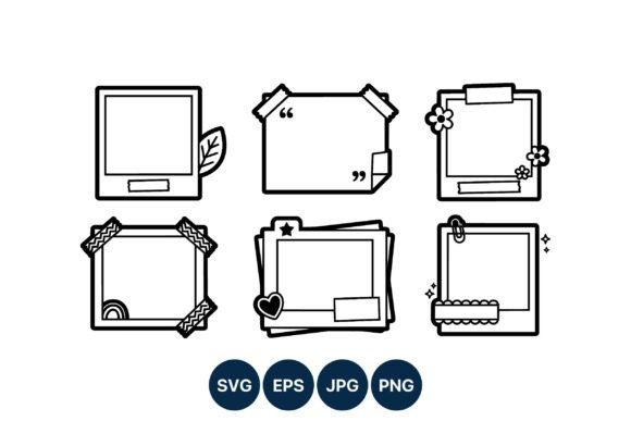 Black White Photo Frame Doodle Set