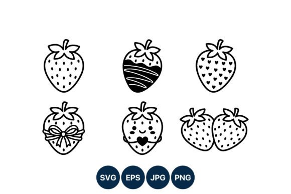 Black White Strawberry Line Art Bundle: A Versatile Asset for Modern Design