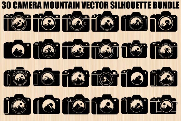 Camera Mountain Silhouette Bundle: Merging Photography and Nature in Digital Design
