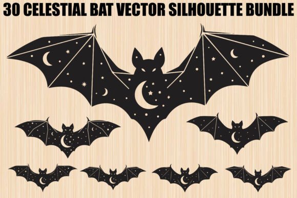 Celestial Bat Bundle: 30 Mystical Vector Designs