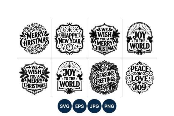Christmas and New Year Holiday Phrases Art