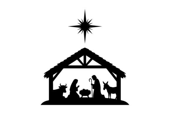 Christmas Nativity Scene Silhouette with Style