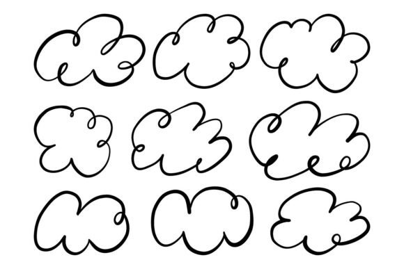 Cloud Doodle Set Cute Outline SVG Pack