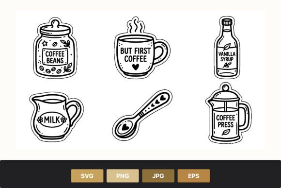 Coffee Beans Cup Vanilla Syrup Milk: A Visual Resource for Designers