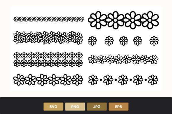 Daisy Flower Border Set: Versatile Design Elements
