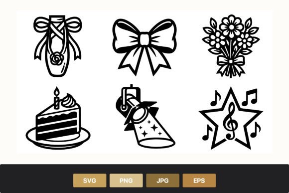 Designing with the Ballet Shoe Bow Flower Cake Spotlight Icon Set