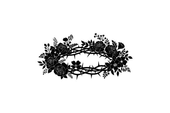 Elegant Black Rose Floral Wreath Vector