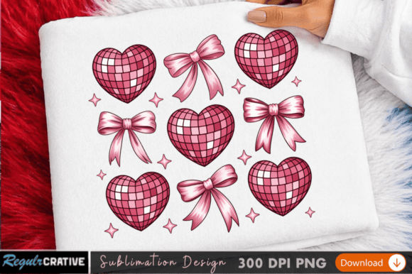 Elegant Red Hearts and Ribbon Sublimatio