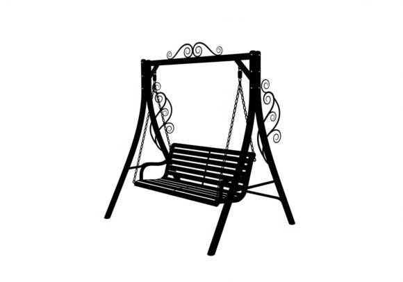 Elevating Outdoor Design with the Black Metal Garden Swing Ornate Frame Vector Bundle