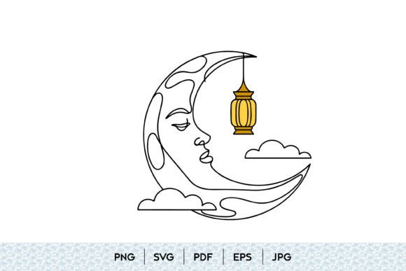 Evaluating Moon Face Lantern Line Art for Design Projects