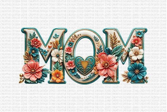 Floral MOM Vintage Style PNG Design