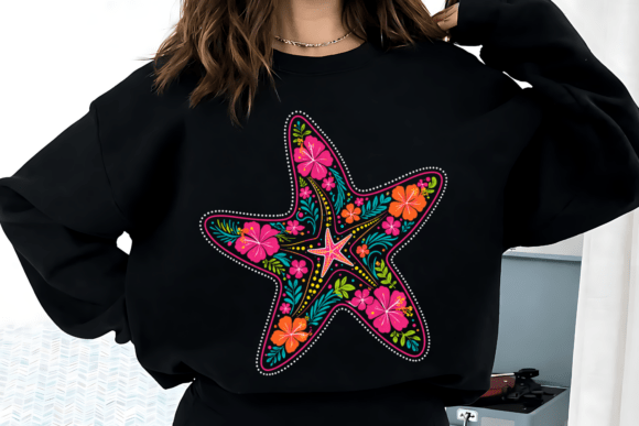 Floral Starfish Tropical Beach PNG