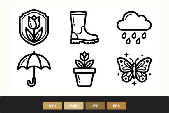 Garden Rain Icons Set: A Visual Guide to Weather and Nature Design