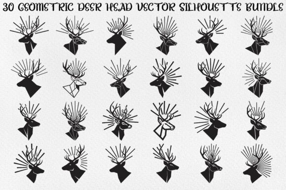 Geometric Deer Head Bundle: 30 Modern Vector Designs