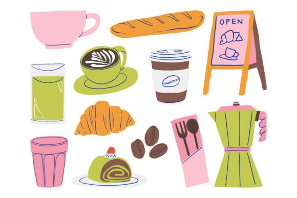 Hand Drawn Cafe Bakery Element Set Pack: Elevating Your Brand with Playful Design