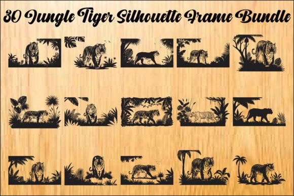 Jungle Tiger Frame Silhouette Bundle