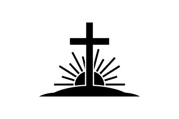 Minimalist Black Cross with Radiant Light: The Power of Elegant Silhouette Clip Art