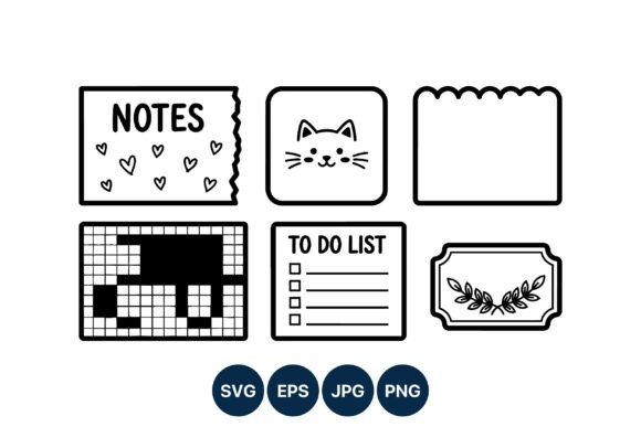 Notes Cat Face To Do List Vector Icons