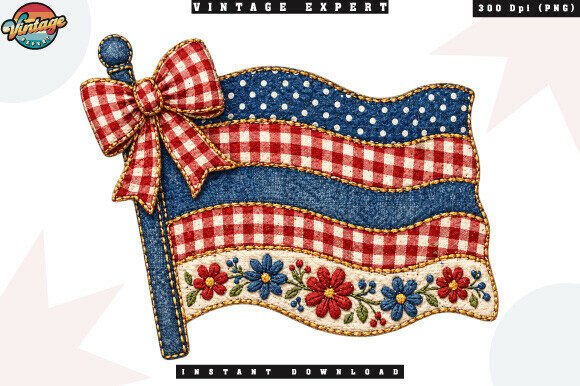 Patriotic Flag Patchwork Bow PNG: Design & Use