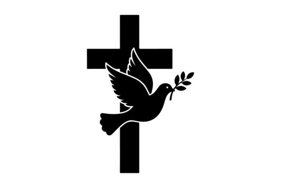 Peace Dove Flying from Cross Symbolizing