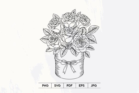 Rose Bouquet Line Art SVG: Versatile Floral Design