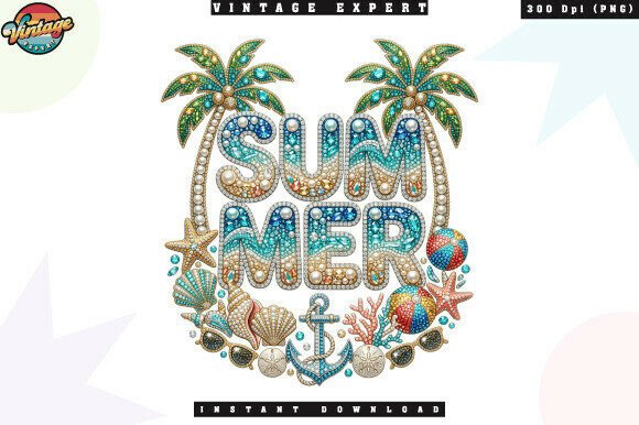 Sparkly Pearl Summer Vacation PNG: Elevating Seasonal Designs with Coastal Elegance