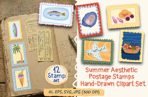 Summer Travel Postage Stamps Clipart: A Strategic Asset for Visual Branding