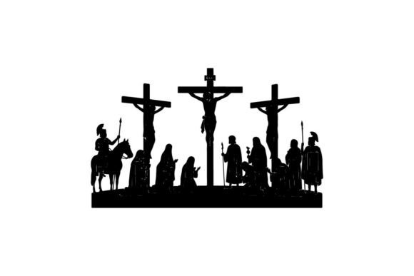 Three Crucifixions of Jesus Christ with Elegant Silhouette Clip Art: A Strategic Design Approach