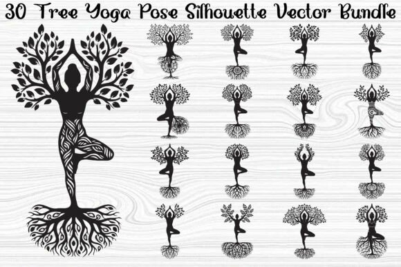 Tree Yoga Pose Bundle: Blending Nature and Balance in Digital Design