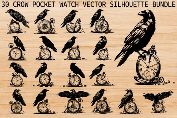 Unlocking Symbolism and Craft: A Guide to the Crow Pocket Watch Silhouette Bundle