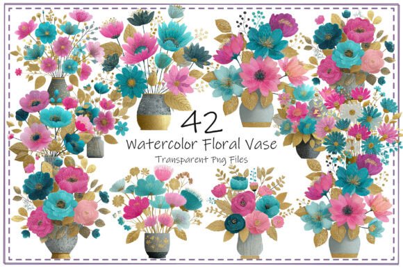 Watercolor Floral Vase Clipart for Design