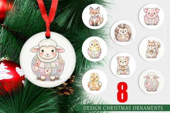 Watercolor Patchwork Animal Ornament PNG: A Creative Resource for Festive Design