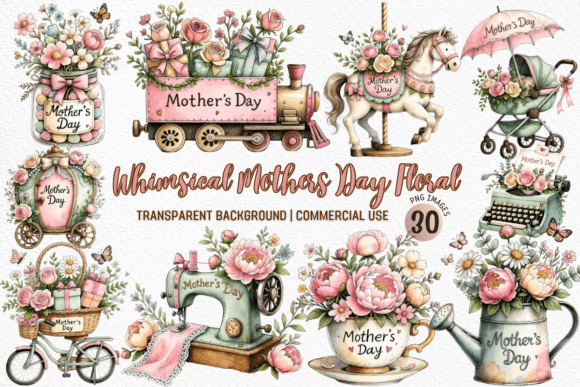 Whimsical Mother's Day Floral Clipart